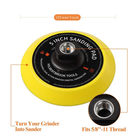 5 Inch Hook And Loop Backing Pad For Grinder With 5 By 8 By 11 Threads, polyuerthane sanding pad, close-up of thread detail