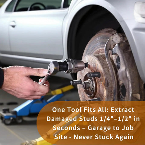 Damaged Bolt And Stud Extractor Tool For Quarter To Half Inch Studs With Three Eighths Inch Drive Pro Grade Multi Grip Inner Jaw For Removing Stripped Broken Rounded Painted Or Rusted Bolts And Studs