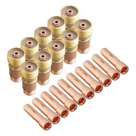 Pro Grade TIG Welding Accessories Kit with stubby gas lens and 3 32nd inch collets for torches 17GL332 10N24S