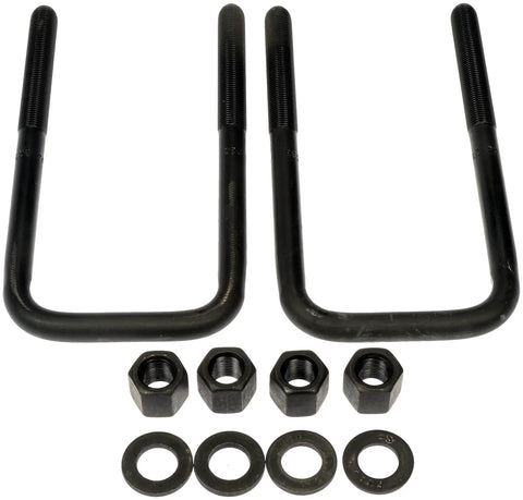 Nissan NV3500 Rear Leaf Spring Axle U Bolt Kit For 2012 To 2018 showing U-bolts with nuts and washers for axle stability.