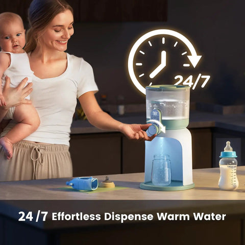 Portable Instant Water Warmer For Baby Formula With Adjustable Temperature Settings And Quick Heating Technology That Is A Legit Game Changer For On The Go Parents Who Want Seamless Bottle Prep Daily, shown in use by a parent.