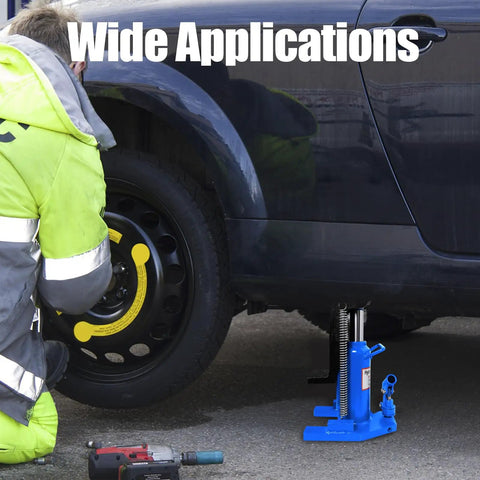 Heavy Duty Hydraulic Toe Jack Featuring 20 Ton Capacity And Rock Solid Steel Construction Perfect For Auto Bridge Projects in use under a vehicle.