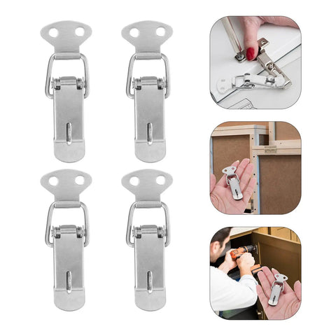 6 Sets Heavy Duty Stainless Steel Toggle Latch 72mm Chrome Spring Loaded Locking Bar Clamp For Toolbox Drawer Cabinet Box Security on cabinet