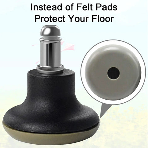 Straight Up Heavy Duty Low Profile Bell Glides For Office Chairs And Sitting Stations Smooth Operator showing polyurethane tread and stem.