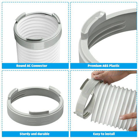 Round 5.9 Inch Portable Air Conditioner Exhaust Hose Coupler Window Adapter For Round AC Unit Outlet, made of ABS plastic.