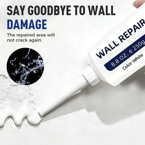 Fast Dry Wall Repair Paste for Holes and Cracks, 260g Mending Putty applied on wall surface from tube