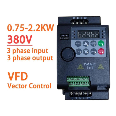 1500W 2200W 380V VFD Variable Frequency Drive Converter Motor Speed Control With Small Inverter Design And Smart Breaker Protection Sweet Deal But High Quality For Industrial Jobs Keeps Systems Humming Along Without Causing Grief. 380V 3-phase VFD with keypad and terminal blocks