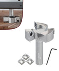 Slab Flattening Router Bit Kit With Replaceable Carbide Inserts That Rotate Spoilboard Surfacing Bit Half Inch Shank Two Inch Cutting Diameter Nano Grain Carbide Inserts Includes Extra Inserts