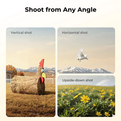 Lightweight Travel Tripod For Camera And Phone, 63 Inch Aluminum with Arca Ball Head demonstrating shoot from any angle feature