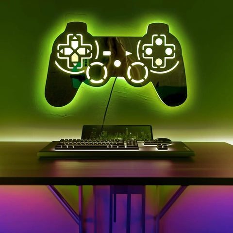 Gamer Neon Sign With 7 Color Changing Mirror LED Backlight Design Luminous Wall Sign For Game Room Decor above gaming desk