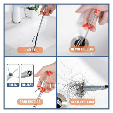 118 Inch Flexible Drain Cleaning Snake Grabber Reacher Tool For Clogged Sinks, Toilets, Tubs, And Gutters, Hair And Debris Removal In Tight Corners With Bendable Spring Design For Easy DIY Home Plumbing