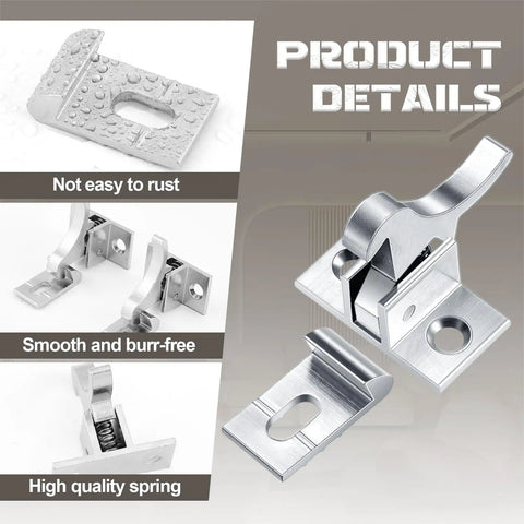 32 Pack Brass Heavy Duty Cabinet Door Latches with Mounting Screws for Closets, Bedroom, Bathroom, and Windows, Elbow Latch Hardware, Durable and Easy to Install, silver latch close-up