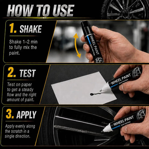 Step-by-step how to use Gloss Black Rim Touch Up Paint And Wheel Scratch Repair Kit for Curb Rash.