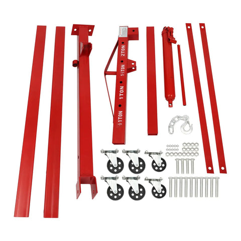 Heavy Duty Folding Hydraulic Engine Crane With Six Durable Caster Wheels No Sweat Lift Motor Hoist components flat view