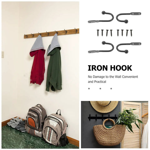 Grab These Bad Boys 12 Pack Black Mini Metal Wall Mount Coat Hooks For Doors And Walls Vintage Style Single Prong Design Hella Sturdy For Bedrooms Bathrooms And Closets Sleek Game Changer For Your Home Decor Setup, showcasing green and red hoodies hanging.