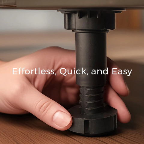 Heavy Duty Adjustable Furniture Leveling Feet Set Of 12 For Beds Desks Cabinets Shelves And Workbenches Non Slip being installed
