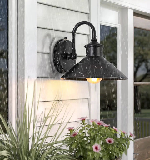 Dusk To Dawn Outdoor Barn Light Gooseneck Fixture Waterproof And Rust Resistant for Front Porch with vintage style.