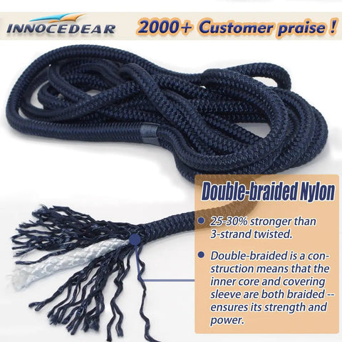 Rock Solid 1/2 Inch X 15 Feet Dock Lines Navy Blue 4 Pack Marine Grade Double Braided Nylon Boat Rope heavy duty construction.