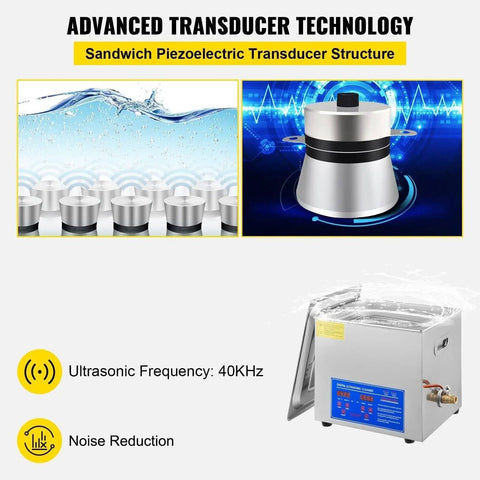 Heavy Duty Digital Ultrasonic Cleaner 30 Liter Stainless Steel Tub For Jewelers And Gear Heads 40 Khz showcasing advanced transducer technology.