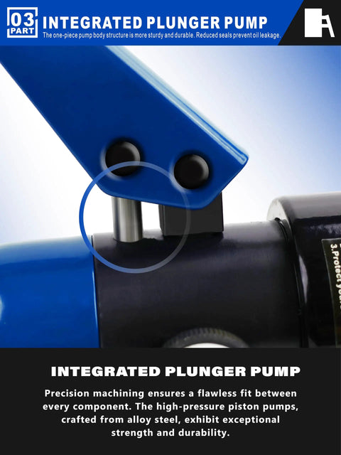Close-up of integrated plunger pump component from Beefy 16 Ton Hydraulic Cable Lug Crimper Kit For 9 AWG To 600 MCM Electrical Terminals