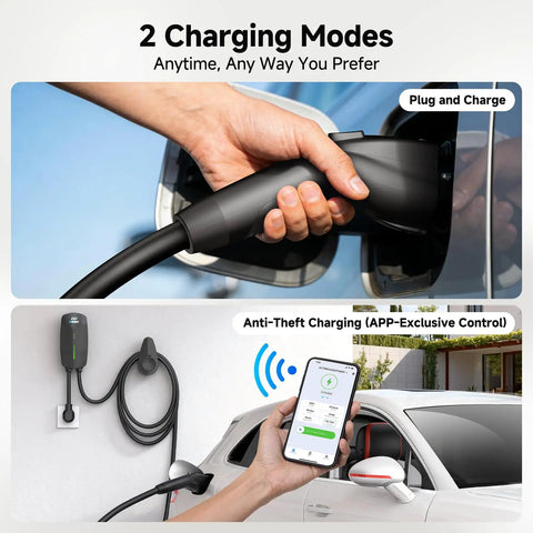 Level 2 EV Charger For Home Use 40 Amp Fast Charging 9.6kW 240V With NEMA 14-50 Plug J1772 Connector 25Ft Cable demonstration.
