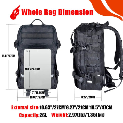 Waterproof Motorcycle Helmet Backpack With USB Port, Big Capacity Go To Tactical Bag for Cycling, Snowmobiling side view