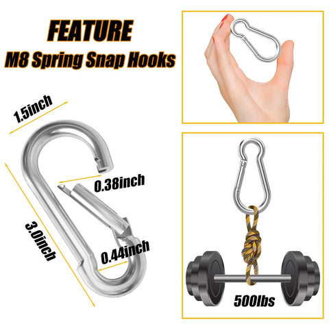 60-pack galvanized steel snap hooks, 3-inch, M8, 500 lb capacity