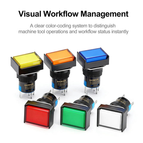 LED Momentary Push Button Switch 16mm 24V DC With Round Cap 5 Colors Red Yellow Orange Blue Green 5 Pin SPDT 1NO 1NC