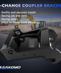 Quick Attach Coupler Bracket For Mini Excavator Attachments, Compatible With Bobcat E Series E26 To E60, in black coated steel
