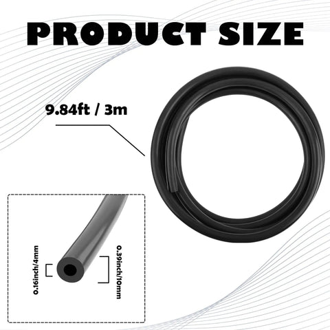 Durable Silicone Vacuum Hose For Automotive Use, Nine Point Eight Four Feet Long, Inner Diameter Five Thirty Two Inch, Outer Diameter Three Eighth Inch, Heavy Duty Universal Vacuum Lines For Car Truck And SUV, Easy Fit For Air And Water Transfer