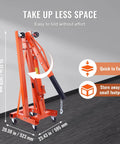 Heavy Duty Hydraulic Engine Hoist And Leveler Combo With Telescopic J Boom Lever Two Ton 4400 Lbs Capacity Foldable Shop Crane for compact storage.