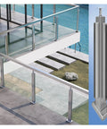 Premium Grade Stainless Steel 304 Railing Post Kit For Decks And Stairs with heavy duty corner bracket on glass railing.