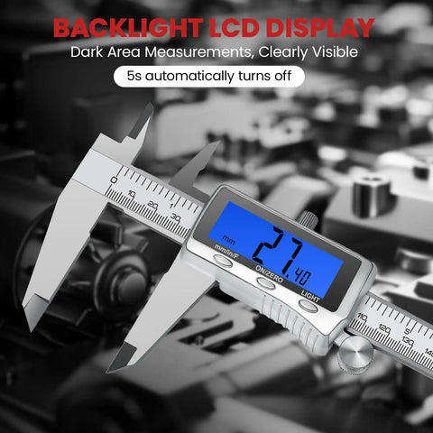 12 Inch Digital Caliper With Backlit LCD Screen All Metal Measuring Tool for Jeweler DIYers Woodworkers and Household Use