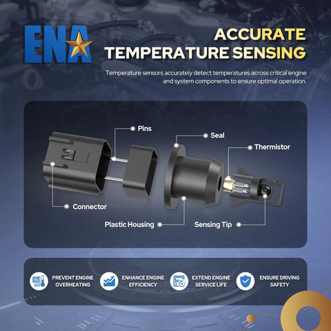 Heavy Duty Ambient Air Temperature Sensor Straight Shot Knockout Fit with connector, thermistor, and plastic housing for Chevy models.