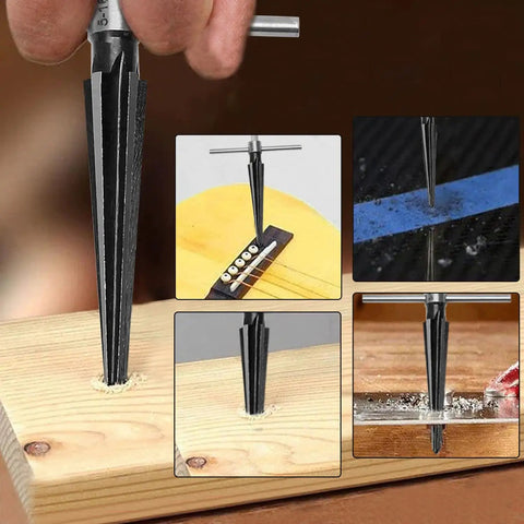 Hand Reamer Set For Guitar And Woodworking Tapered Reamers 3-13mm And 5-16mm used on wood and guitar bridge.
