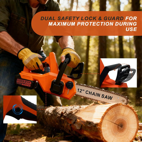 Beast Of A 12 Inch Brushless Cordless Chainsaw With 40 Ft Per Second Chain Speed And Auto Oiling in action cutting wood