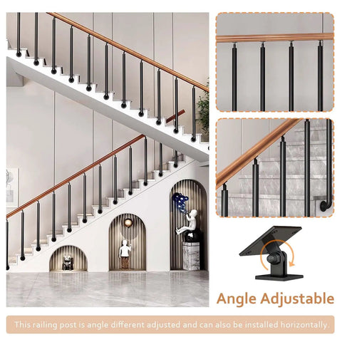 Rock Solid Adjustable Solid Wood Outdoor Handrail Kit With Heavy Iron Braces For Dead Simple Wall Mount Setup And Top Shelf Backyard Step Safety Shield on staircase.