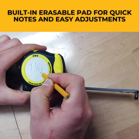 Carpenter Measuring Tape Pro Grade With Metric And Standard Units Lever Belt Clip And Dual Locking System Rugged Compact Design With Notepad