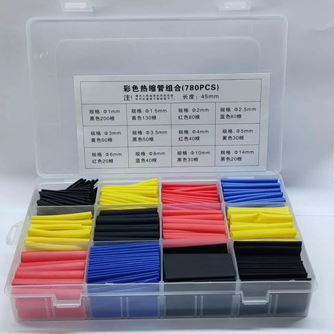 Ultra Stretchable Evenoonest Heat Shrink Tubing Kit With Flame Retardant Wire Cable Sleeves For Tough Electrical Repairs And High Expansion Ratio Assortment Of 780 Pcs To Fix Damaged Cables Fast Without Removing Connectors, assorted colors in case