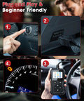 OBD2 Scanner Car Code Reader With Voltage Test Plug And Play CAN Diagnostic Tool usage steps and display interface overview