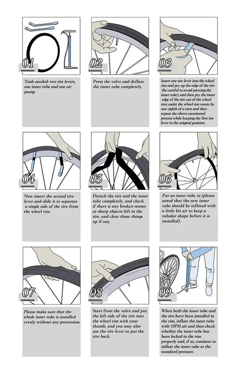 Instructions for installing Heavy Duty 14x2.125 Inner Tubes For Electric Bikes And Scooters With Angled Schrader Valve