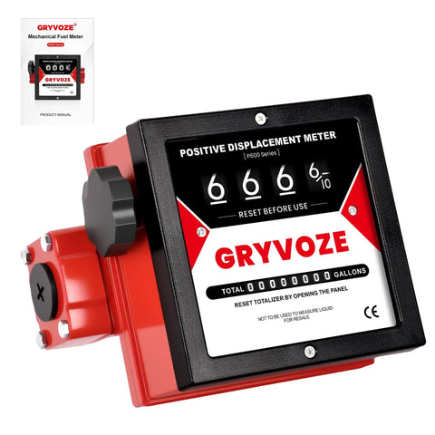 1 Inch Mechanical Fuel Flow Meter With 5 To 32 GPM Range For Diesel Gasoline And Oil Positive Displacement Meter With Gallon Totalizer