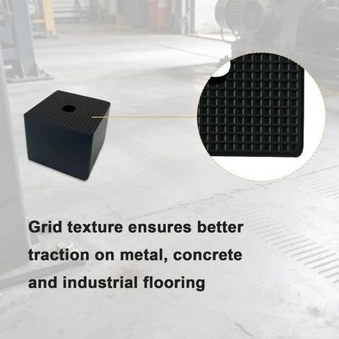 4 Pack Beefy Heavy Duty Rubber Anti Vibration Pads 50x50x40 Mm 2x2x1.6 Inches For Washing Machines Dryers Refrigerators AC Units Treadmills Furniture Legs And Industrial Machinery Home Office Gym Use, black grid texture