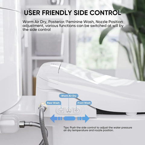 User-friendly side panel controls for Electric Bidet Toilet Seat With Wireless Remote And Side Panel For Smooth Cleanup Game Changer