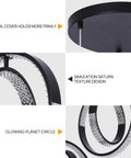 Modern LED Chandelier With 6 Ring Ball Design Black Pendant Lamp 18W Dimmable Ceiling Light Fixture detailed view, iron and acrylic rings