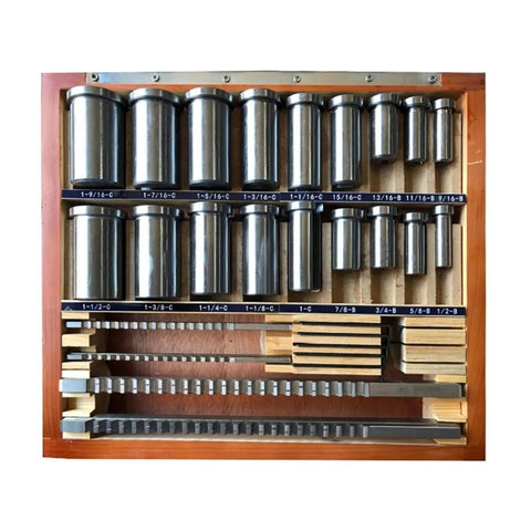 Pro Grade 30-Piece HSS Groove Keyway Broach Set For Machinists Includes 5 Grooving Broaches 18 Bushings And 7 Spacers displayed