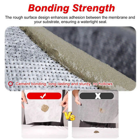 Close-up of Hella Waterproof Uncoupling Membrane For Tile Flooring and Shower Liners showing bonding strength details.