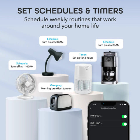 Dot Smart Plug With 2.4GHz WiFi, Compact Fire Resistant Outlet and mobile interface, control schedules and timers, smart appliances
