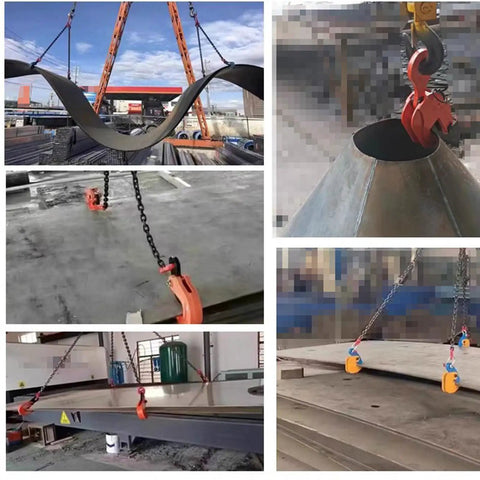 Rock Solid Vertical Steel Plate Clamp 10 Ton Heavy Duty Alloy Steel Lifting Tongs securing a steel beam with zero slip grip.
