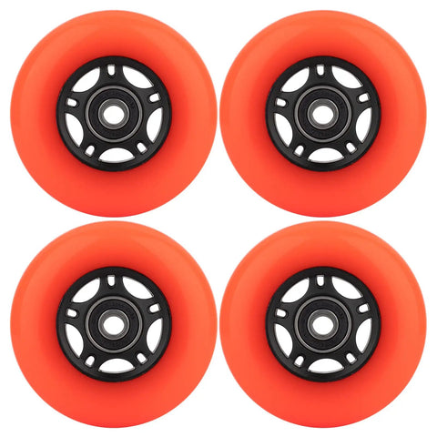 Inline Skate Wheels Set 64mm 70mm 72mm 76mm 80mm 85A With ABEC-9 Bearings 8-Pack Orange For Outdoor Indoor Rollerblades, Roller Hockey, Scooters